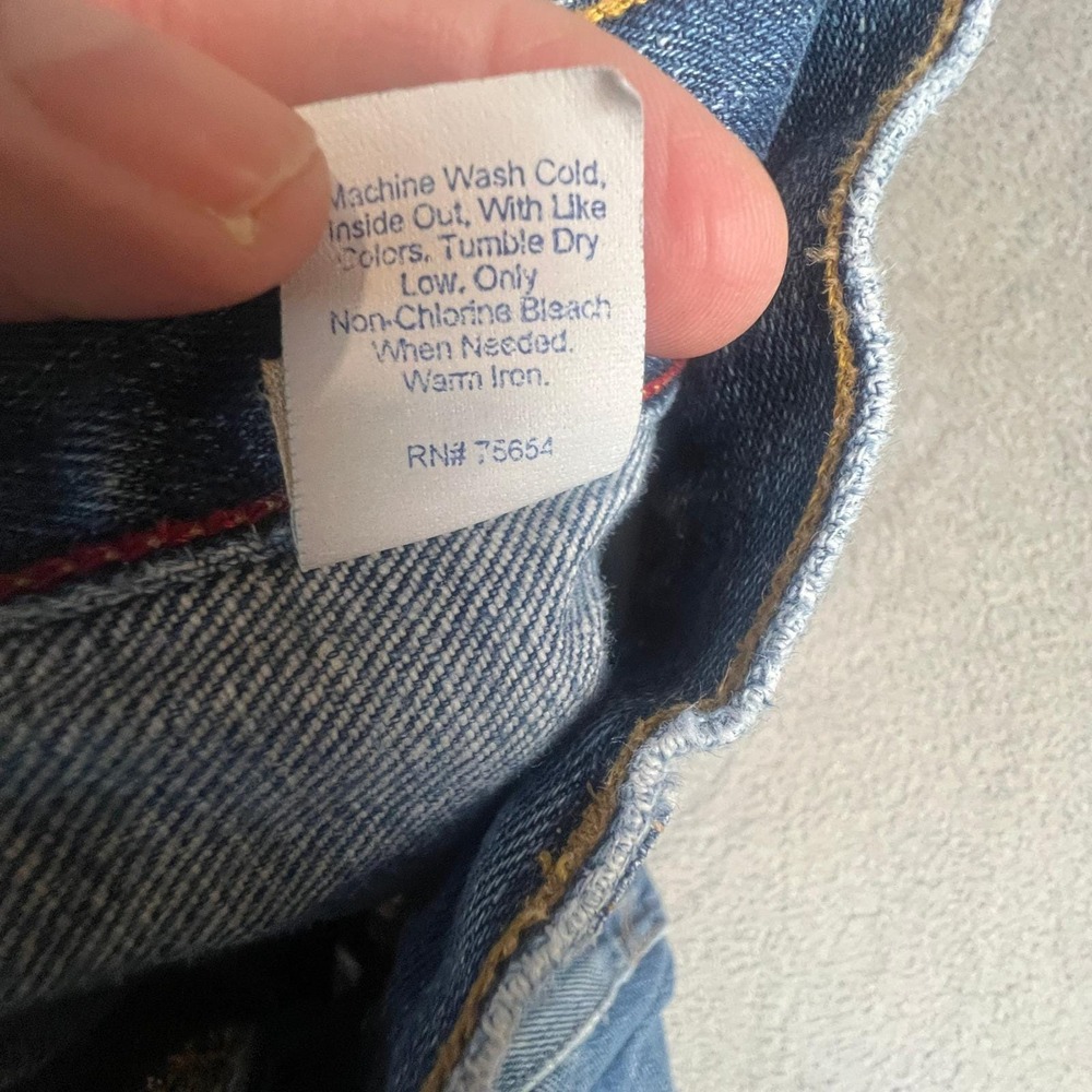 Vintage Y2K Abercrombie & Fitch Mens 31x28 Blue Faded Raw Hem Straight Leg Jeans - Picture 12 of 14